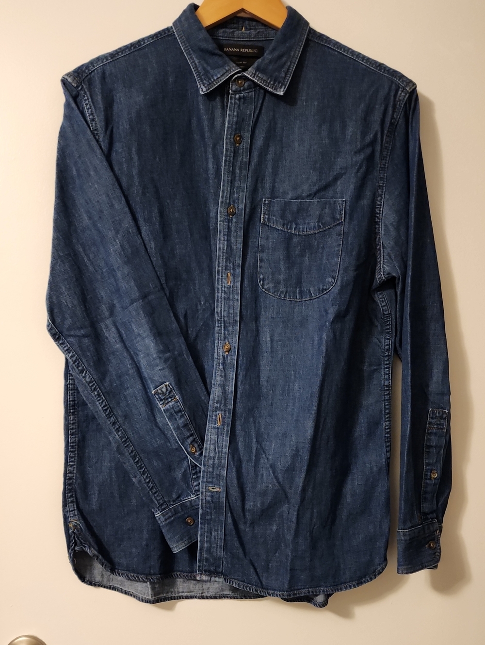 Banana Republic Men's Dark Blue Denim Slim-Fit Shirt